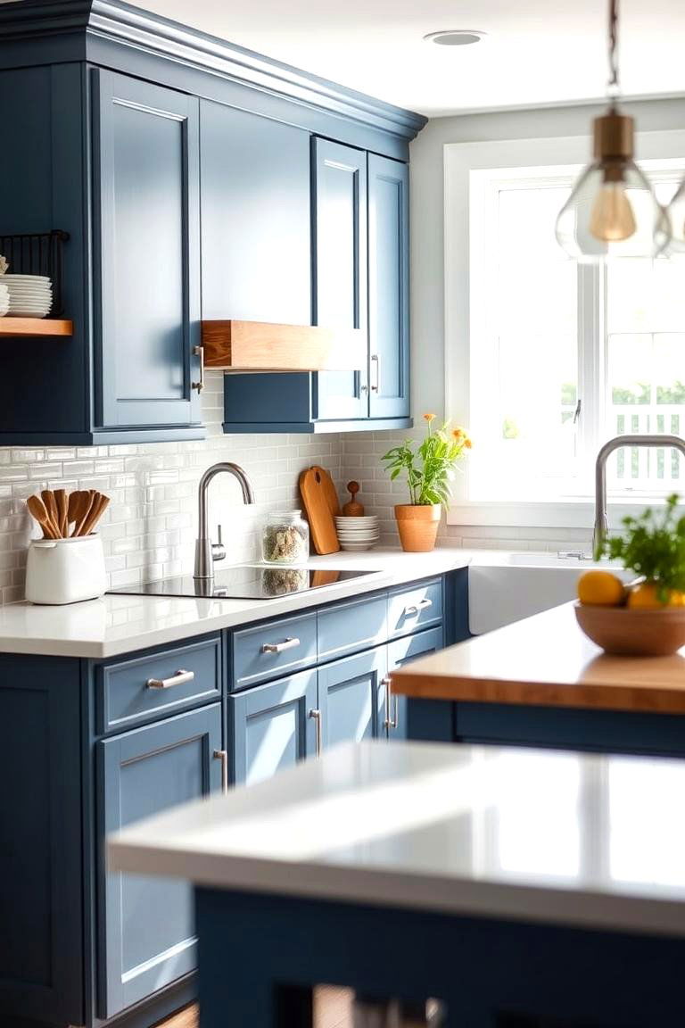 Effortless Upkeep with User Friendly Finishes - 24 blue farmhouse kitchen cabinets