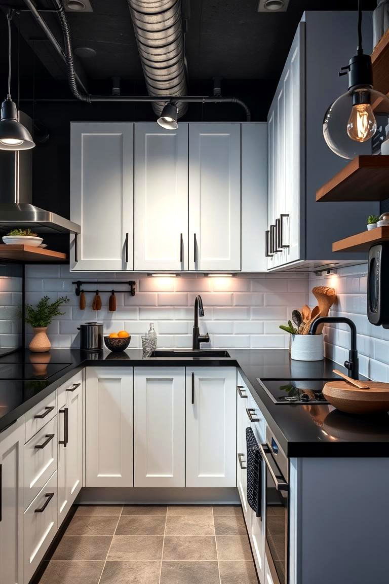Effortless Urban Chic - 24 white kitchen with black countertops ideas