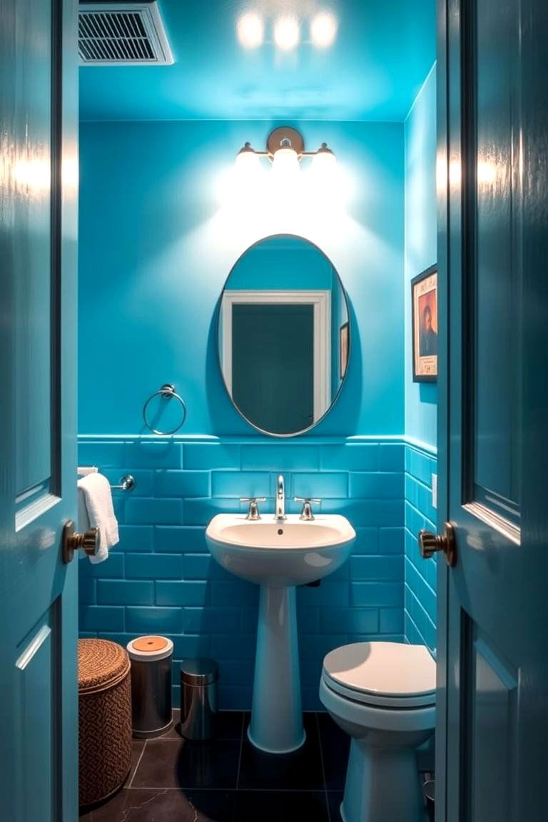 Electric Blue Vibrance - 24 blue powder room ideas