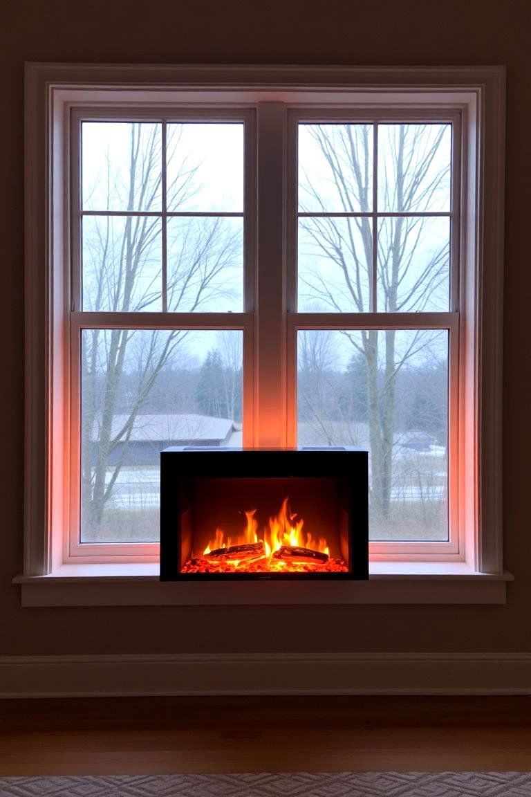 Electric Fireplace Between Windows - 24 Fireplace Between Windows Ideas