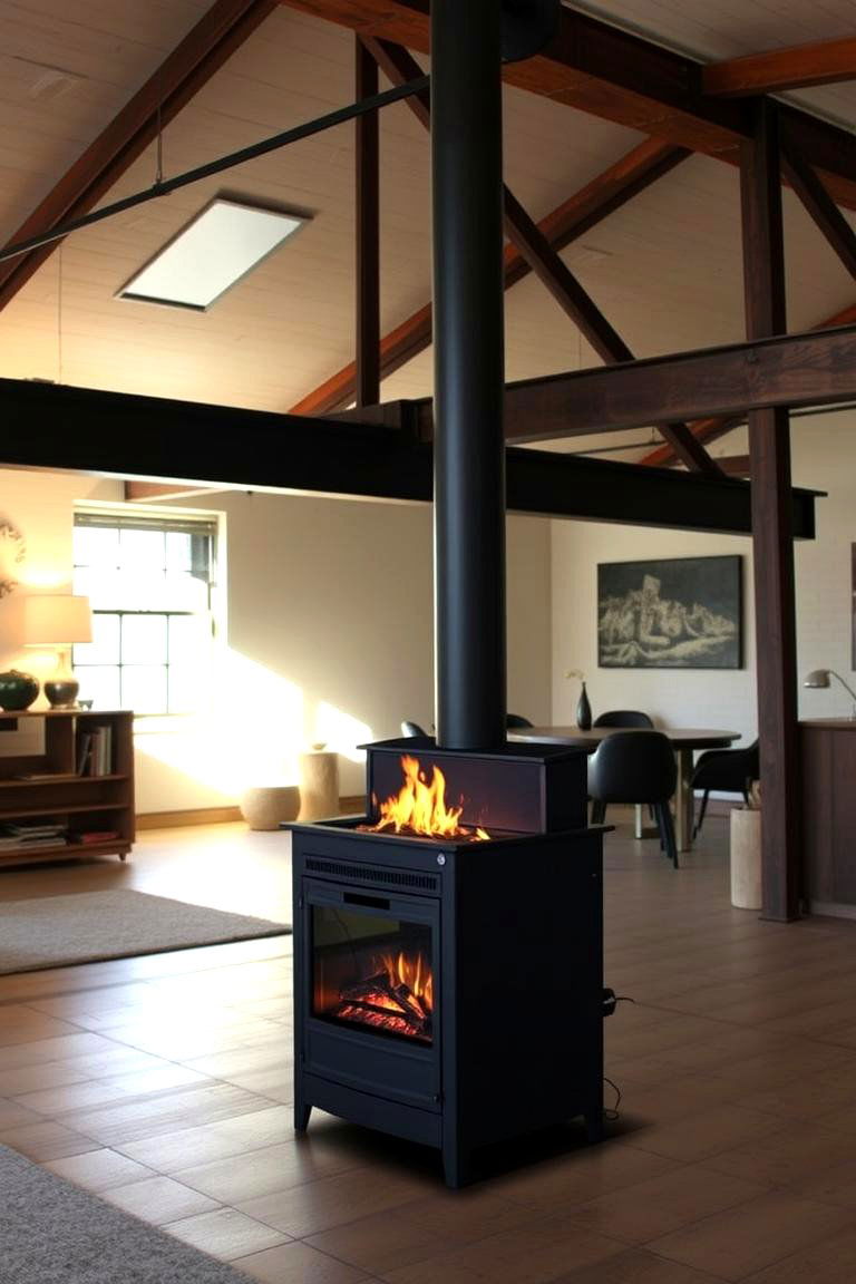 Electric Fireplace in a Loft Space - 24 Electric Fireplace Ideas