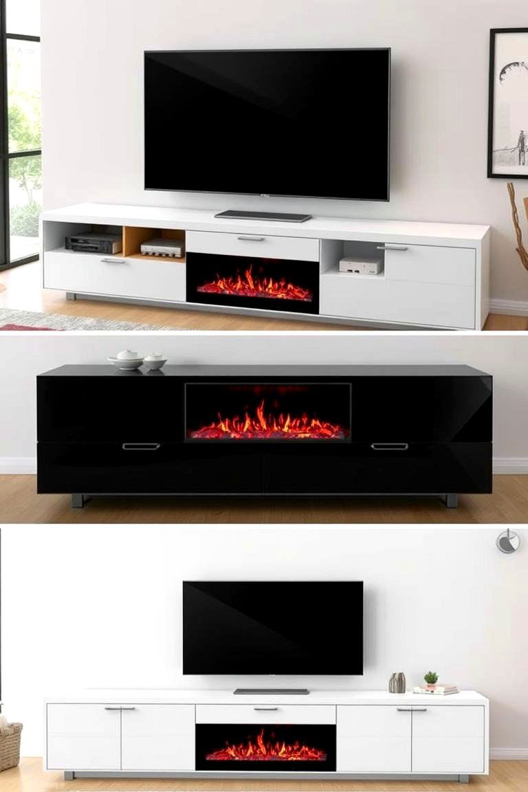 Electric Fireplace in a Modern Media Console - 24 Electric Fireplace Ideas