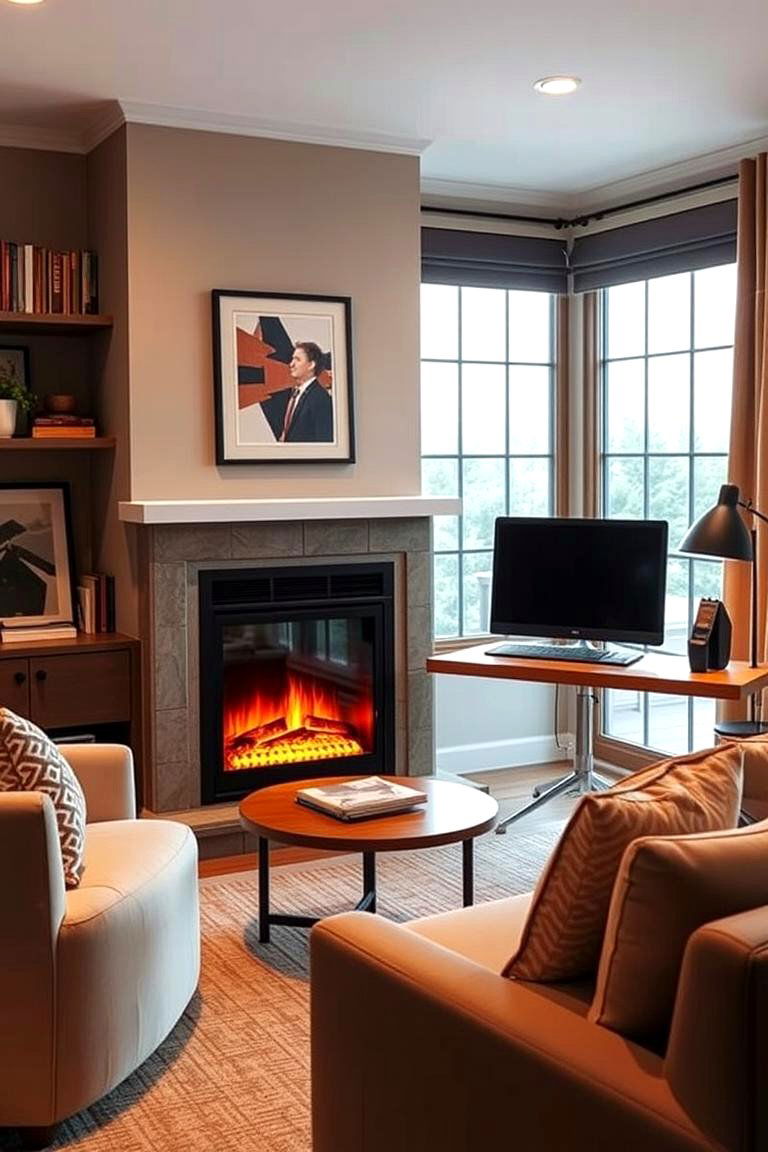 Electric Fireplace in the Home Office - 24 Electric Fireplace Ideas