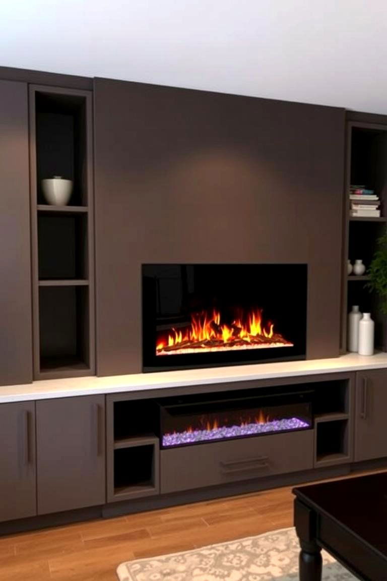 Electric Fireplace with Custom Surround - 24 Electric Fireplace Ideas