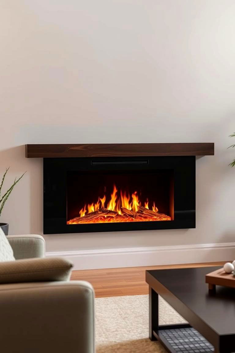 Electric Fireplace with Realistic Flame Effects - 24 Living Room Fireplace Ideas
