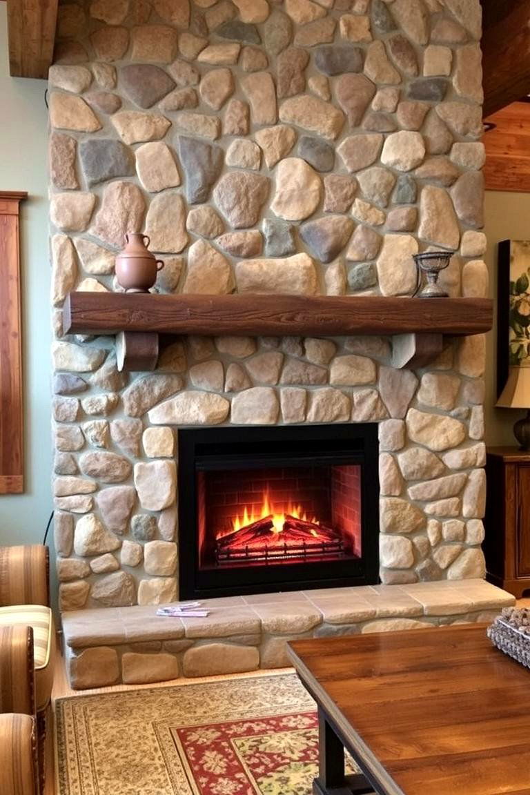 Electric Fireplace with Stone Surround - 24 Electric Fireplace Ideas