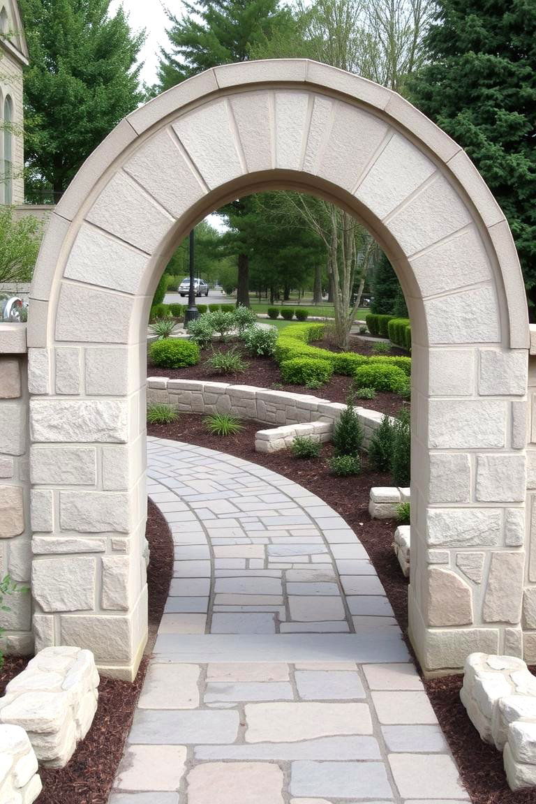 Elegant Arched Flagstone Walkway - 24 Flagstone Walkway Ideas