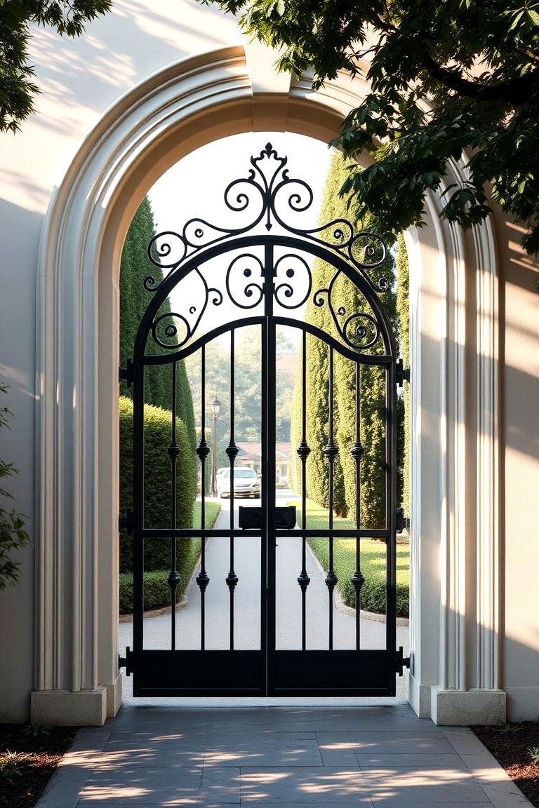 Elegant Arched Garden Gate - 24 Deck Gate Ideas