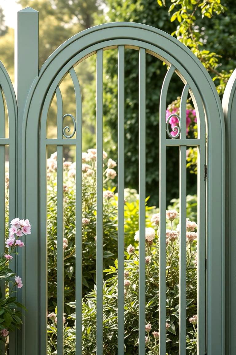 Elegant Arched Panels - 24 Sage Green Garden Fence Ideas