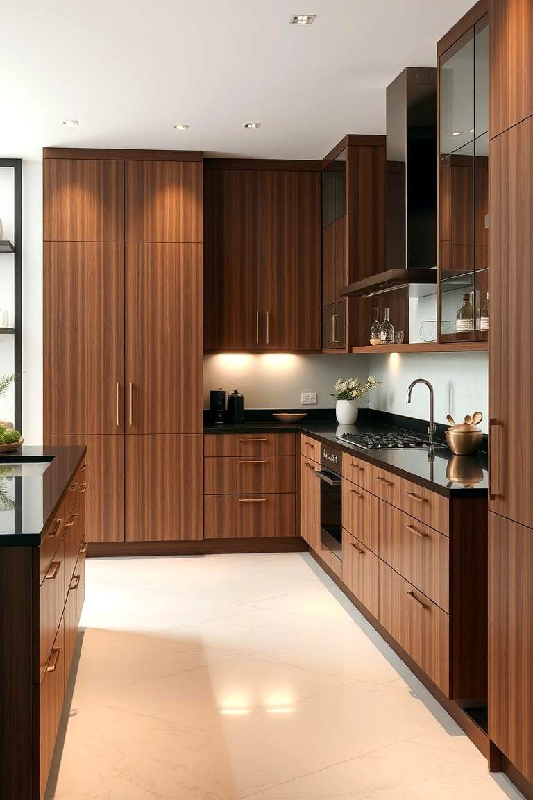 Elegant Balance - 24 kitchen with brown cabinets and black countertops ideas
