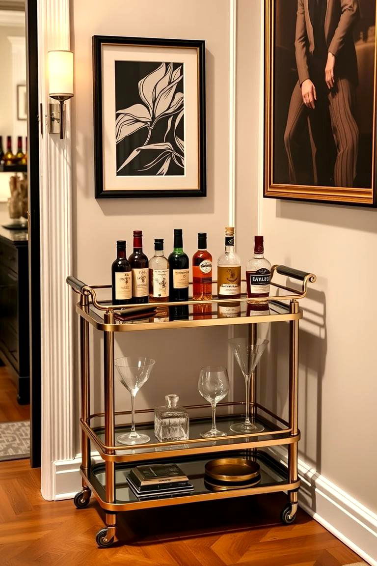 Elegant Bar Cart - 24 Bachelor Room Ideas