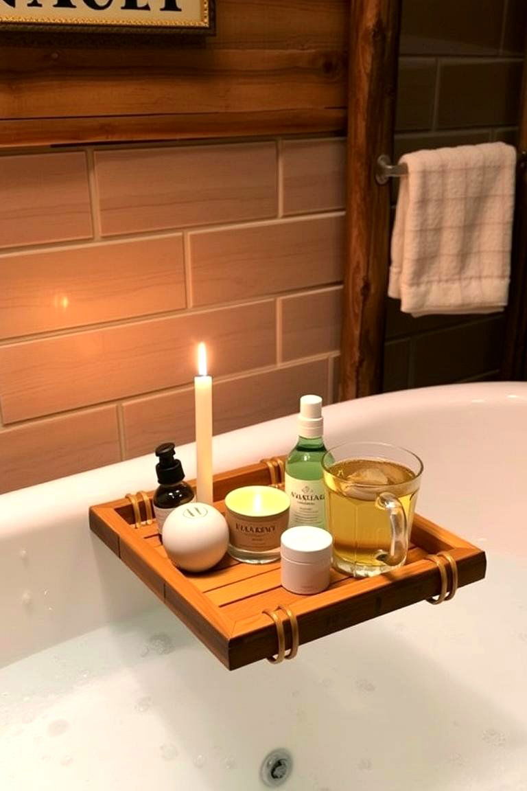 Elegant Bath Caddy - 24 Romantic Bathroom Ideas