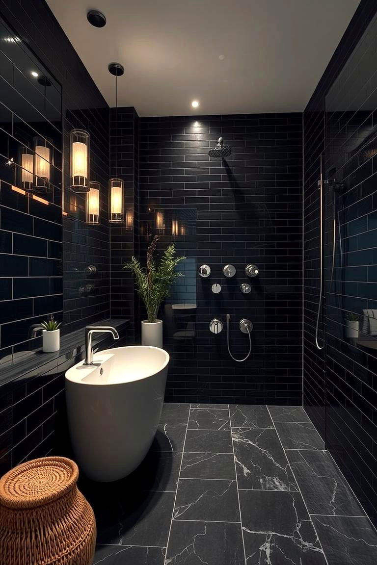 Elegant Black Bathroom Oasis - 24 Black Room Ideas