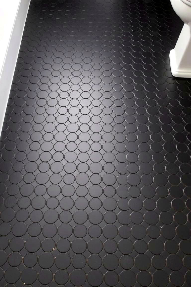 Elegant Black Penny Tile - 24 Penny Tile Bathroom Floor Ideas