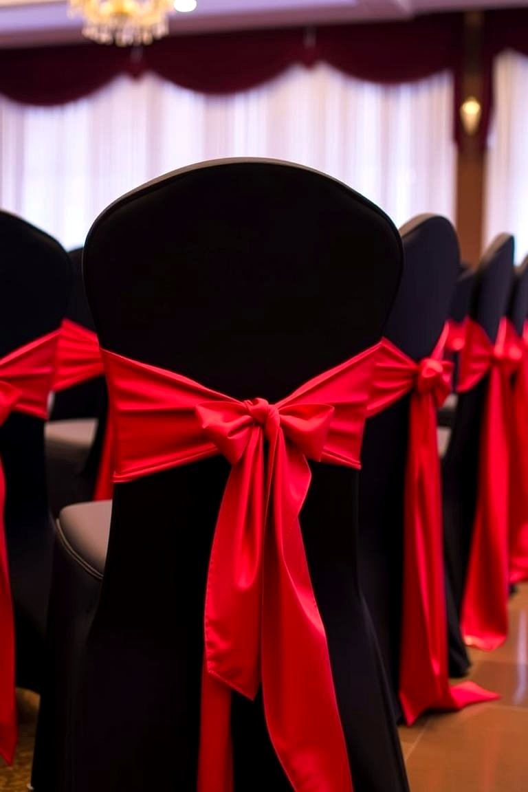 Elegant Black Tablecloths with Red Napkins - 24 Red and Black Wedding Ideas