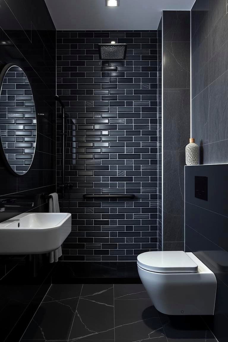 Elegant Black Tiles - 24 Black and Grey Bathroom Ideas