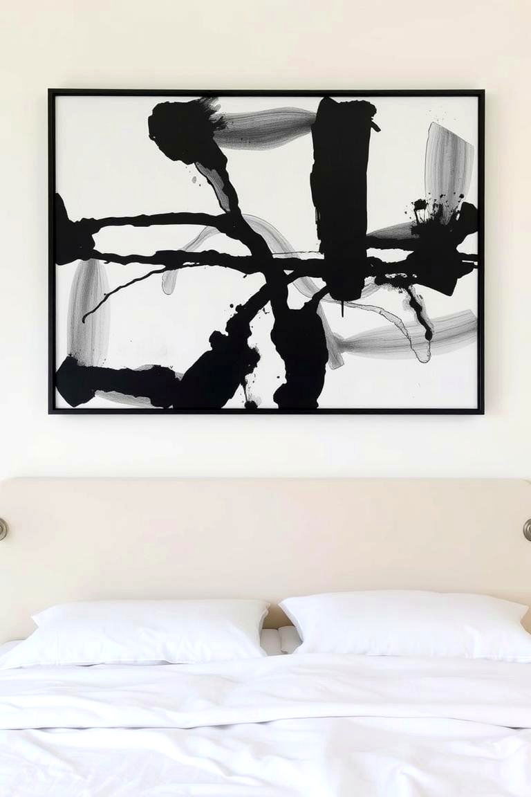 Elegant Black and White Artwork - 24 Cream and Black Bedroom Ideas