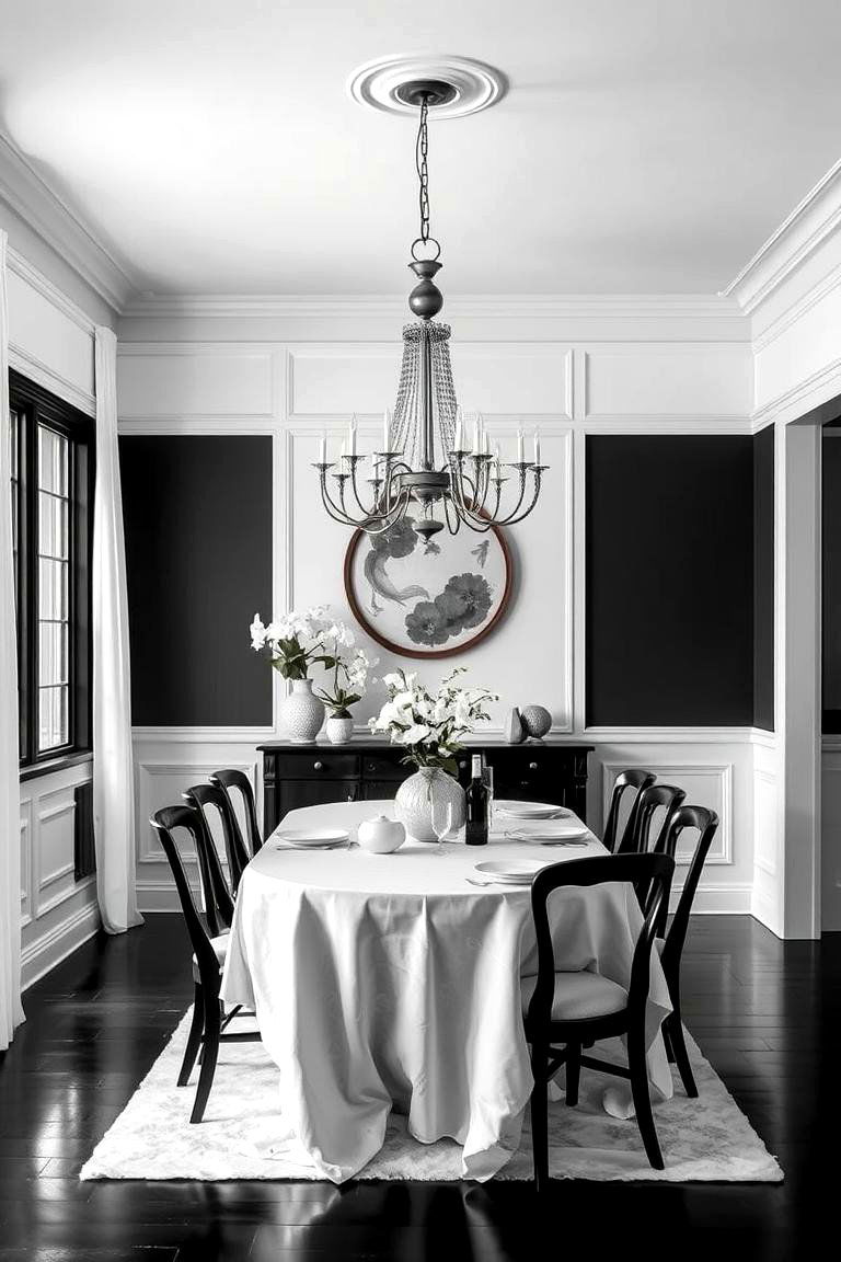 Elegant Black and White Dining Room - 24 Dining Room Ideas
