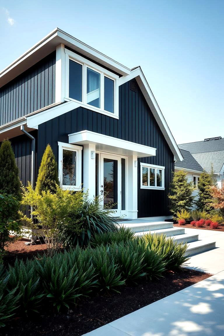 Elegant Black with White Trim - 24 Exterior Door Trim Ideas