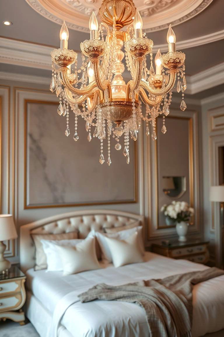 Elegant Blush Chandelier - 24 Blush Pink Bedroom Ideas