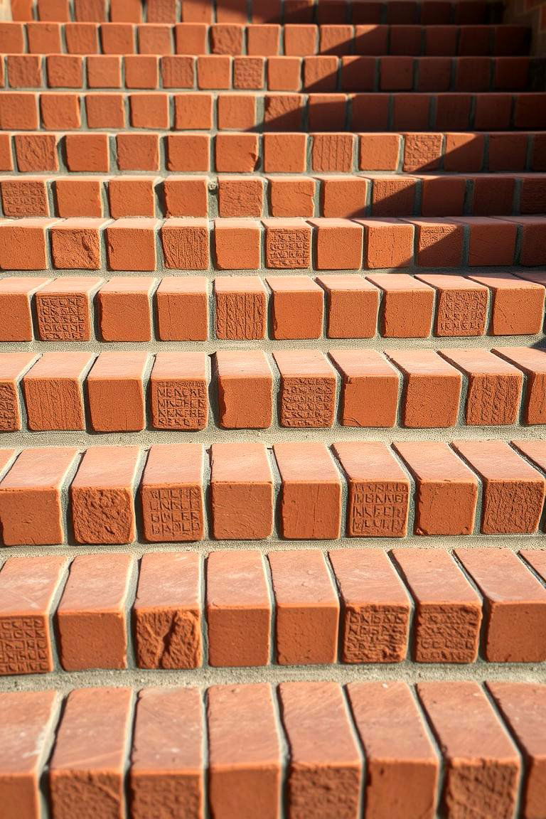 Elegant Brick Steps with Tactile Finish - 24 Brick Front Steps Design Ideas