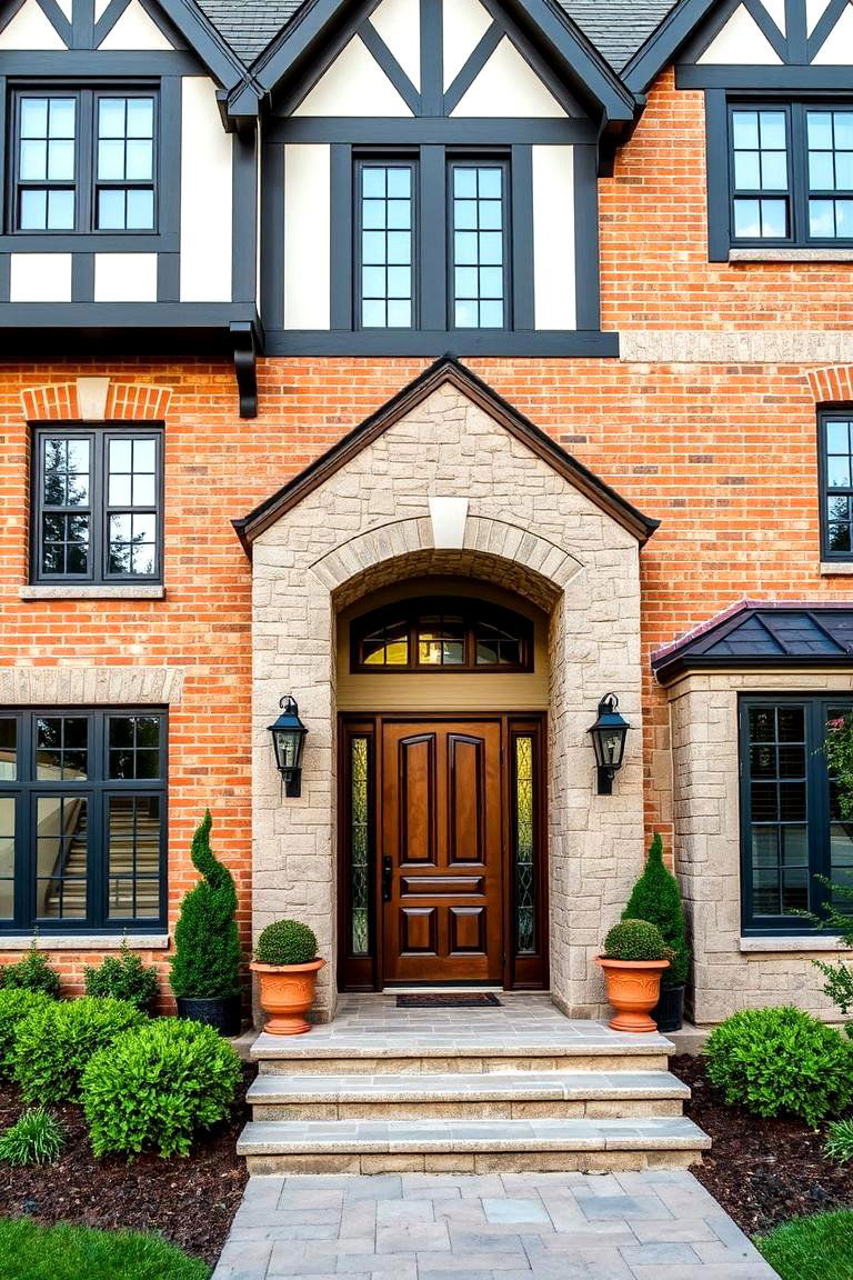 Elegant Brick and Stone Facade - 24 Modern Tudor Exterior Inspiration