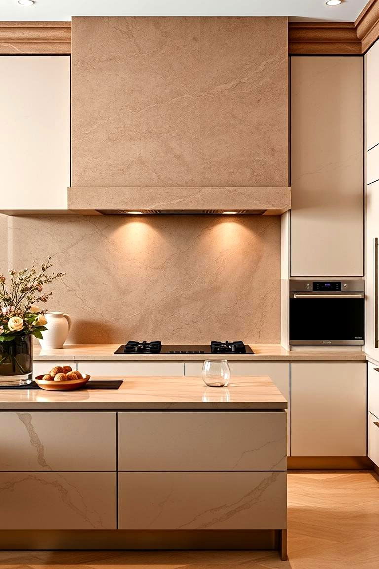 Elegant Brown Marble Accents - 24 Brown Kitchen Ideas