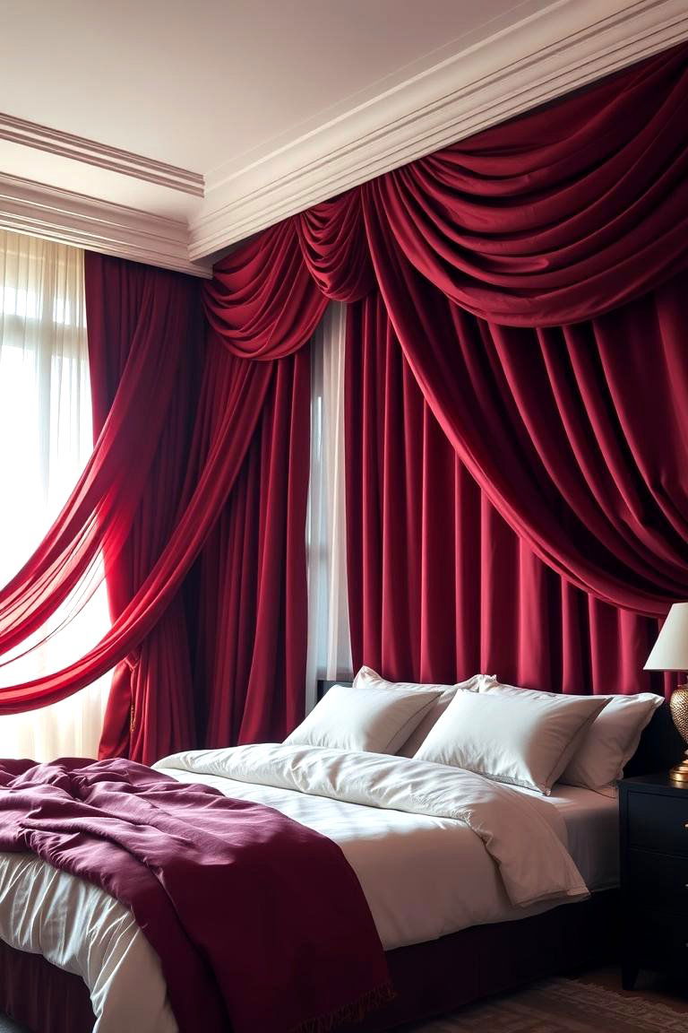 Elegant Burgundy Drapes - 24 Burgundy Bedroom Ideas