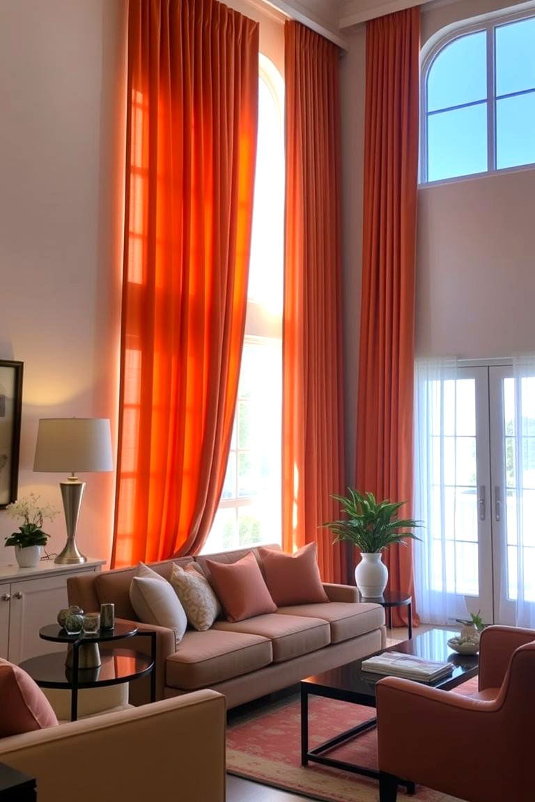 Elegant Burnt Orange Curtains - 24 Burnt Orange Living Room Ideas