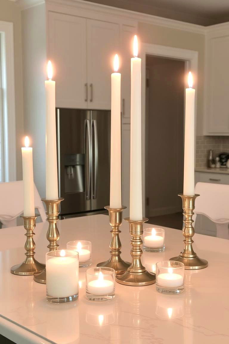 Elegant Candle Arrangement - 24 kitchen island decor ideas