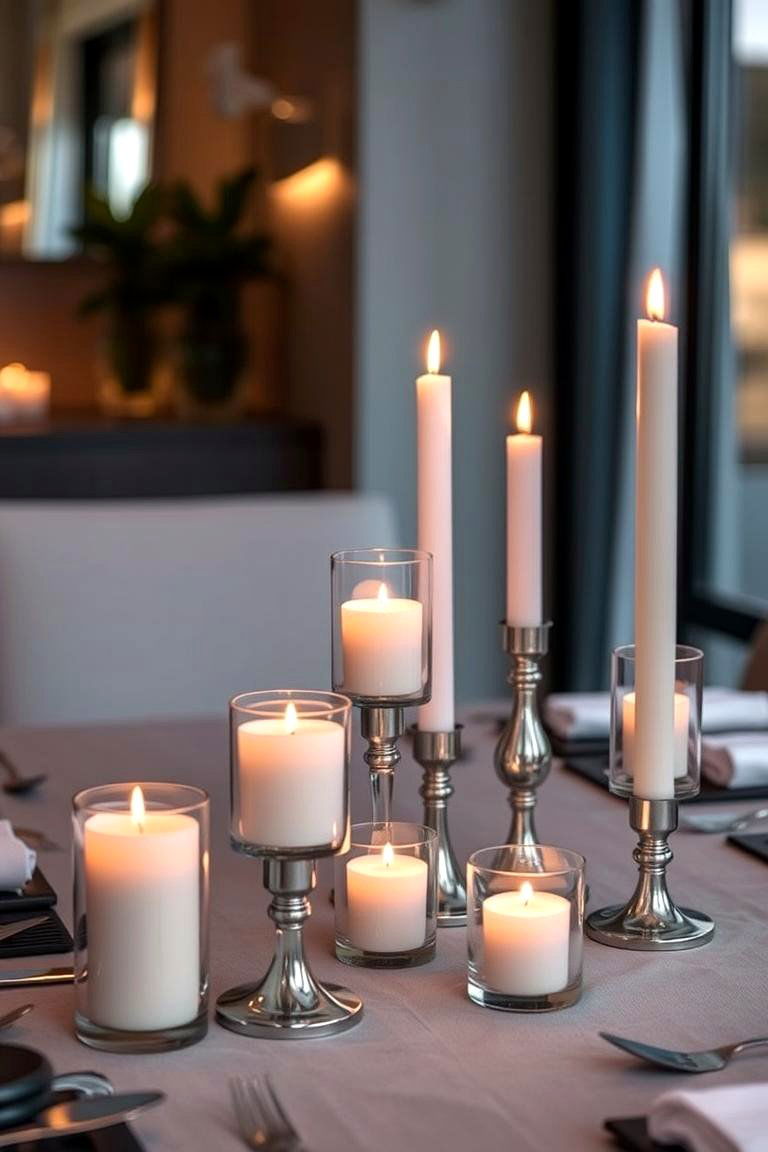 Elegant Candle Arrangement - 24 Dining Room Table Decor Ideas