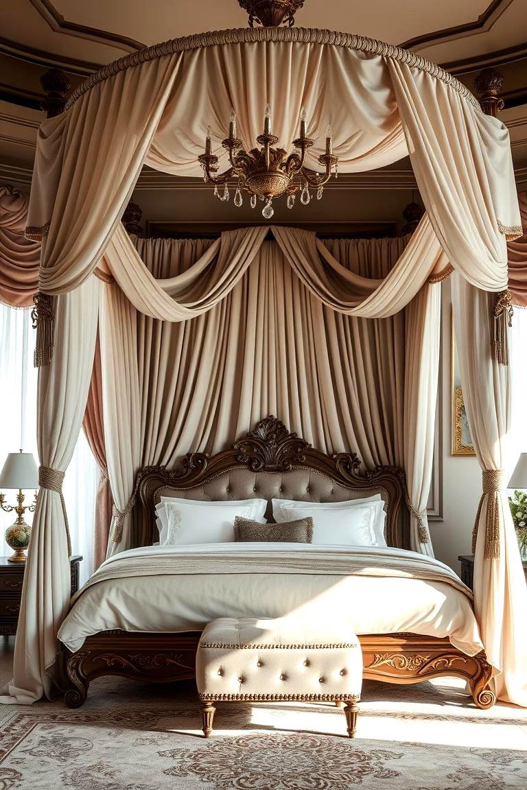 Elegant Canopy Bed Retreat - 24 Grandmillennial Style Bedroom Ideas