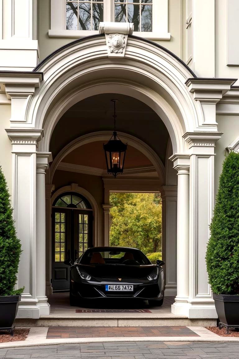 Elegant Car Porch with Archways - 24 Car Porch Design Ideas