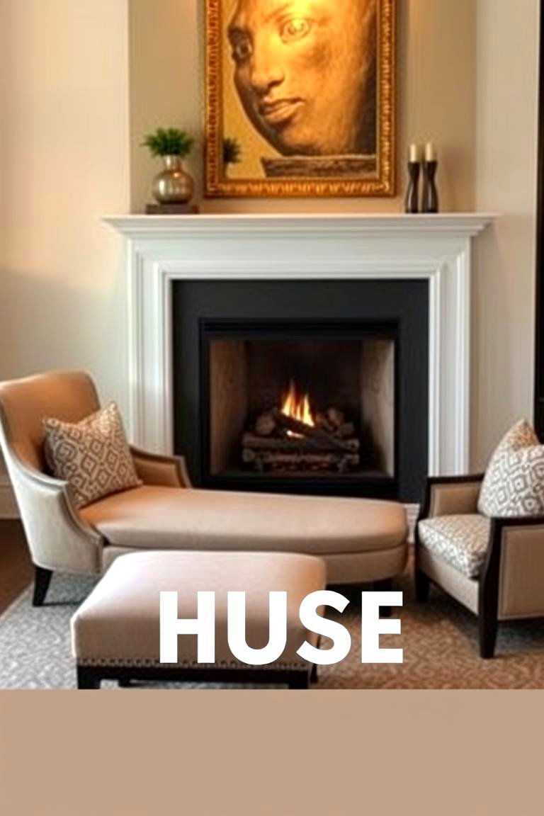 Elegant Chaise and Ottoman Set - 24 Fireplace Seating Ideas