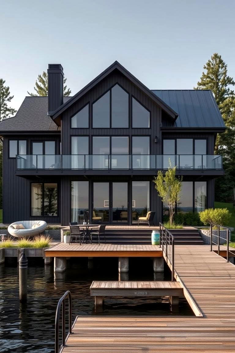 Elegant Charcoal Gray - 24 Lake House Exterior Colors Ideas