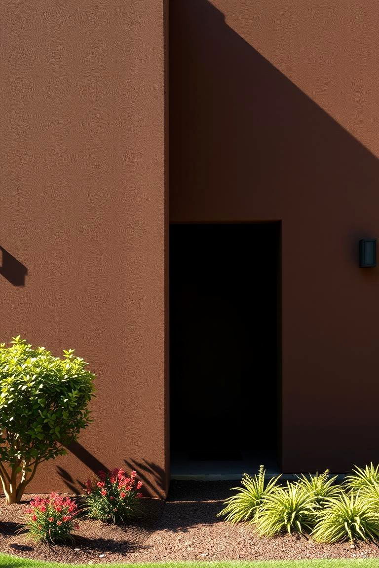 Elegant Chocolate Brown Stucco Finish - 24 Chocolate Brown House Exterior Design Ideas