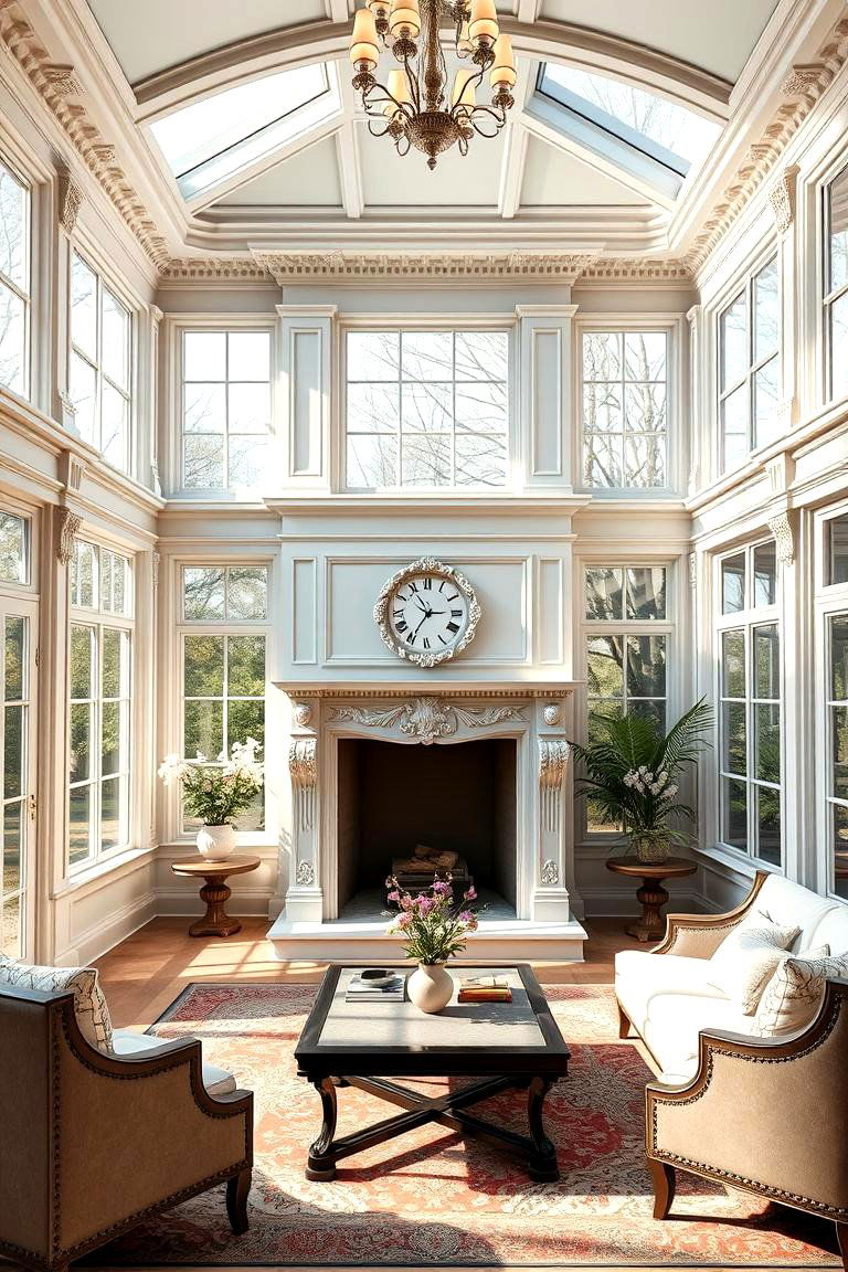 Elegant Classic Sunroom - 24 Sunroom With Fireplace Ideas