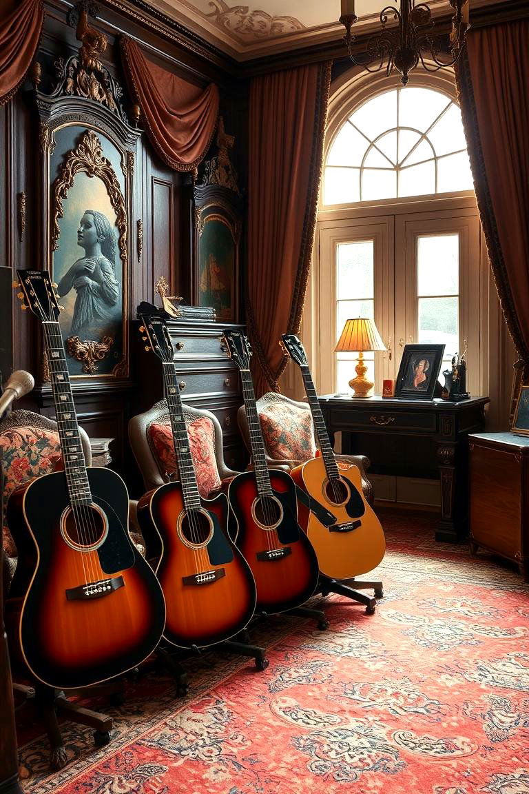 Elegant Classical Guitar Room - 24 Guitar Room Ideas