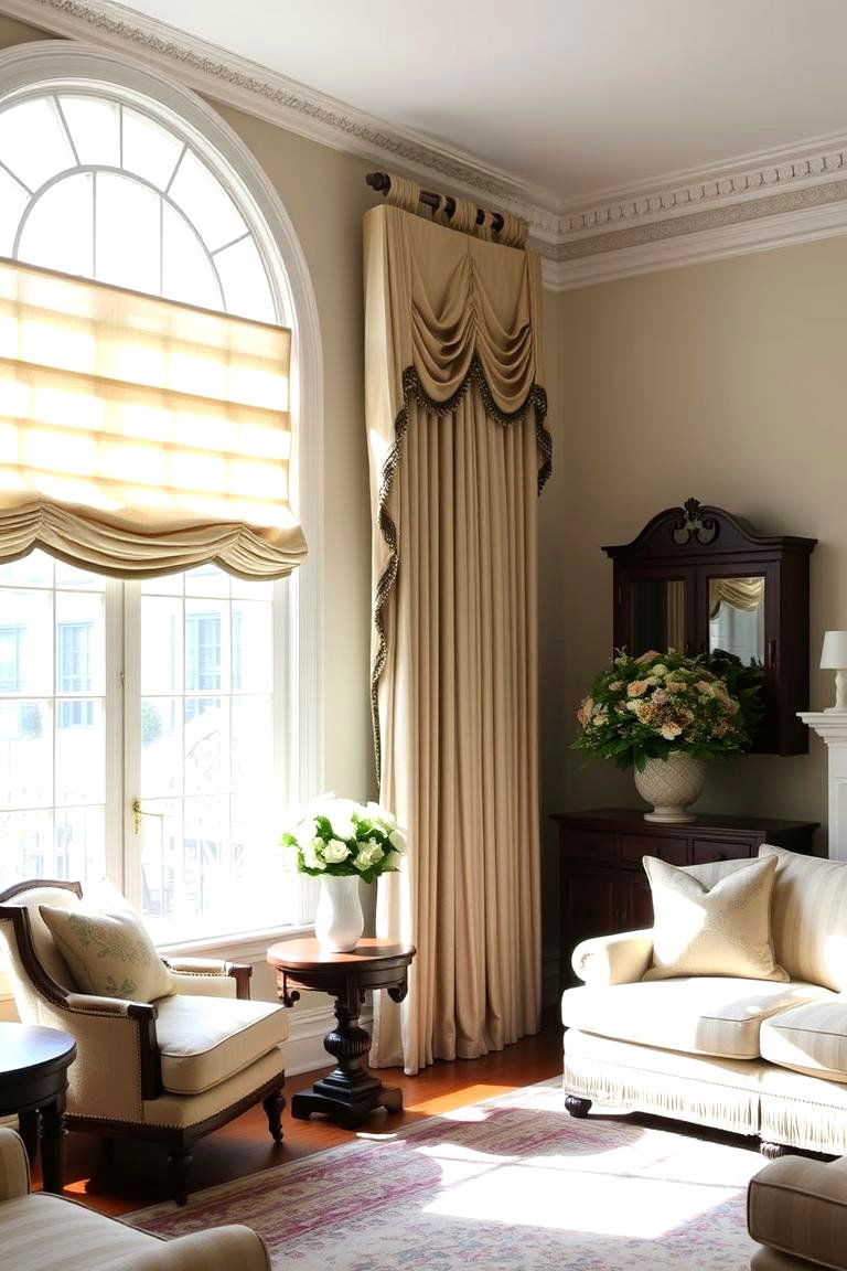 Elegant Colonial Window Treatments - 24 Colonial Living Room Ideas