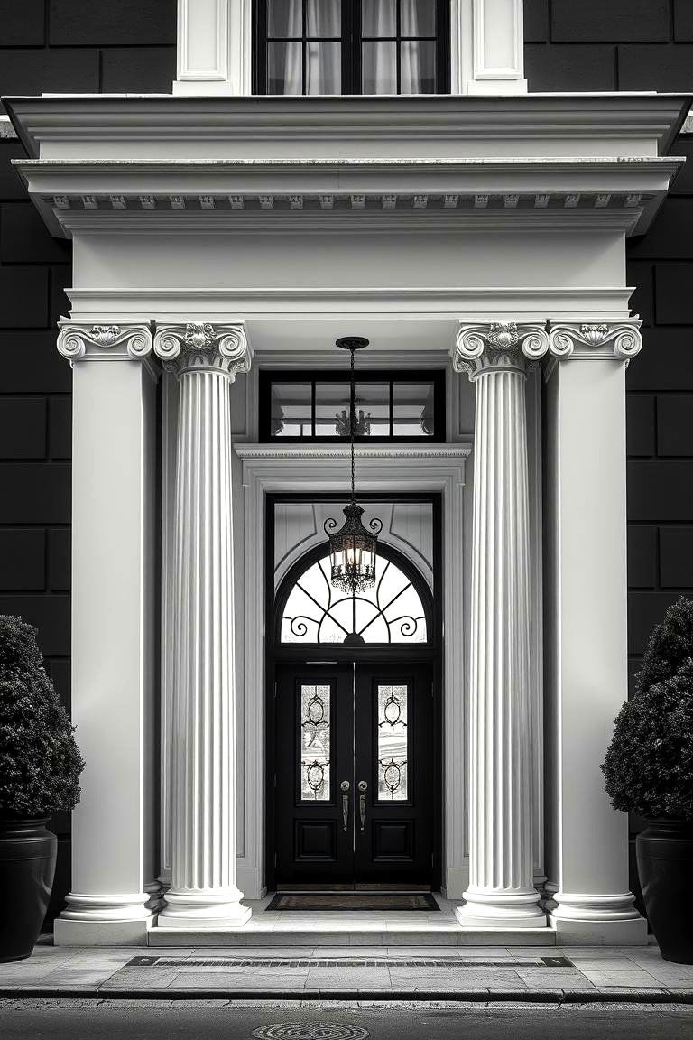 Elegant Columned Entryways - 24 Black and White House Exterior Ideas