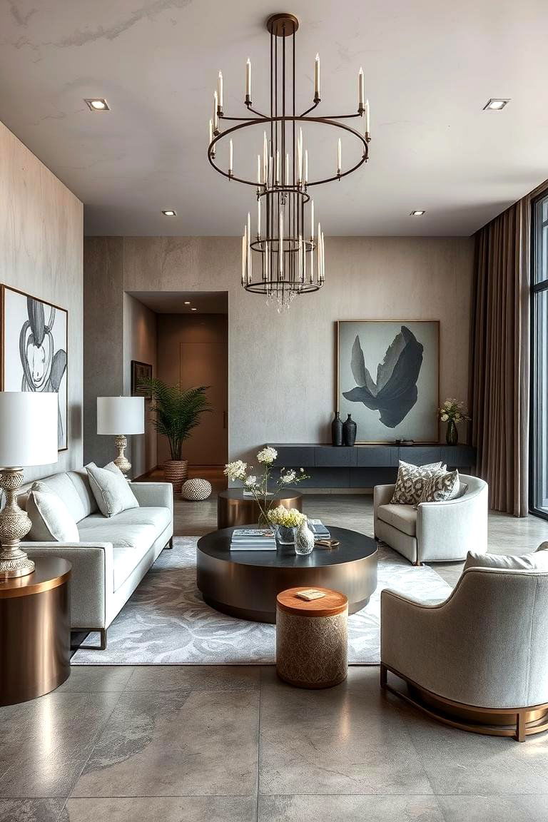 Elegant Concrete Floor Bedroom with Mixed Metals - 24 Concrete Floor Bedroom Ideas