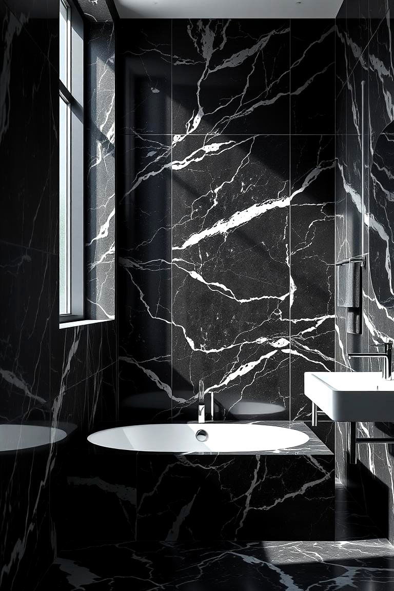 Elegant Contrast in Black and White - 24 Black Marble Bathrooms