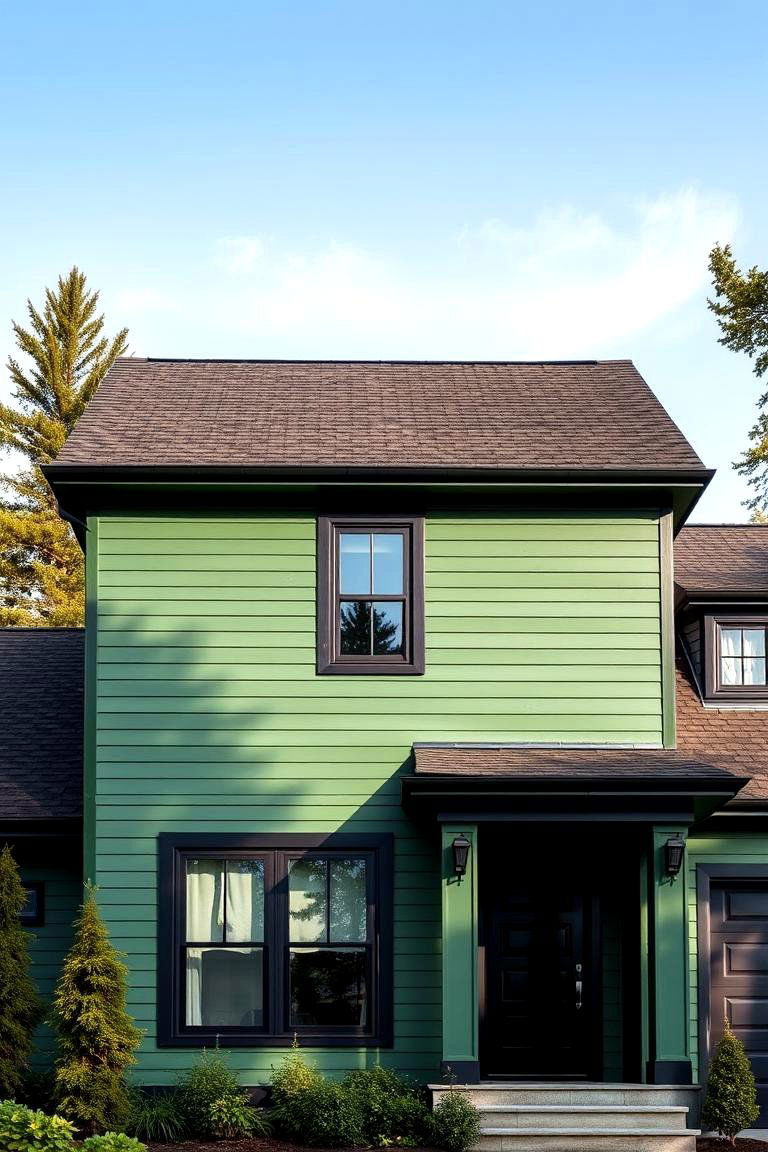 Elegant Contrast with Black Trim - 24 Forest Green House With Black Trim