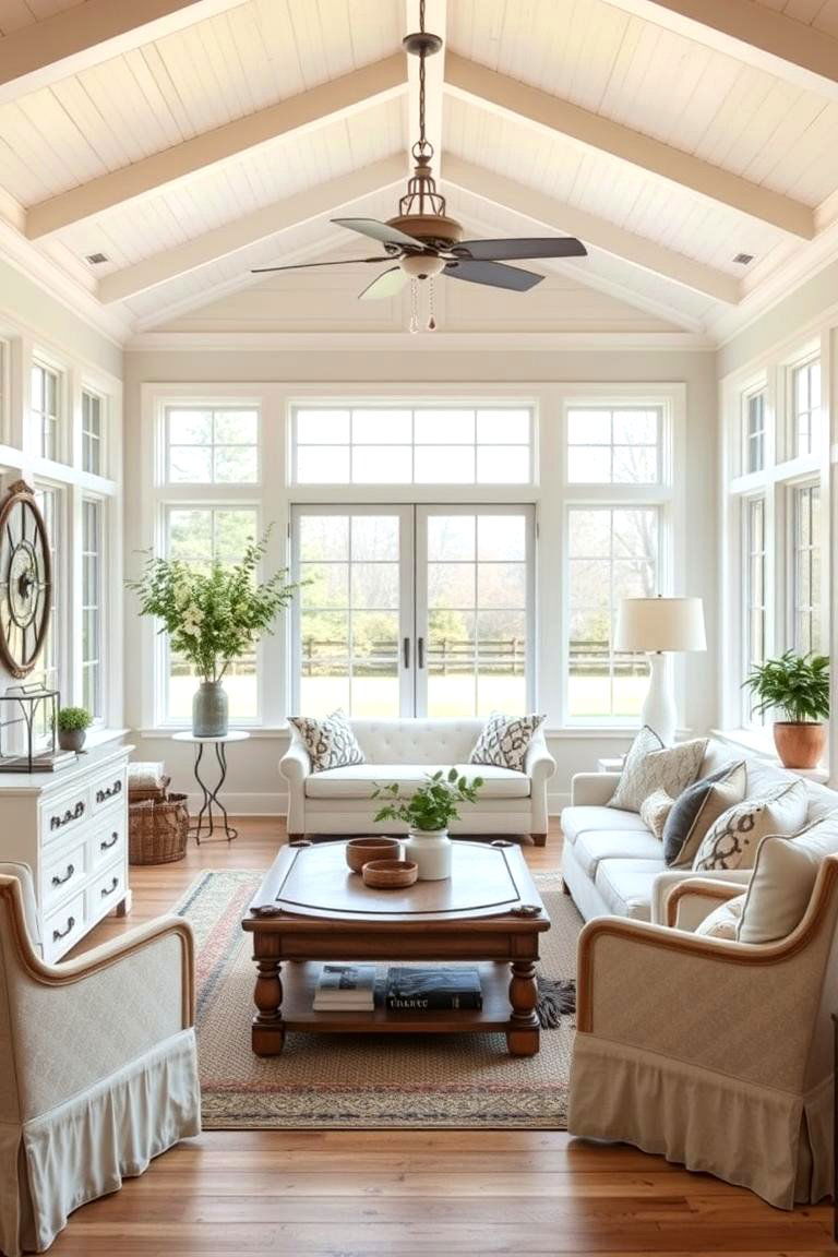 Elegant Country Chic Sunroom - 24 Farmhouse Sunroom Ideas
