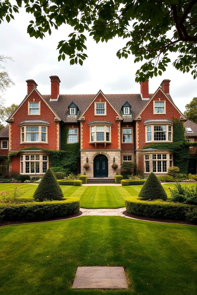 Elegant Country Manor - 24 Brick Houses With Stone Accents