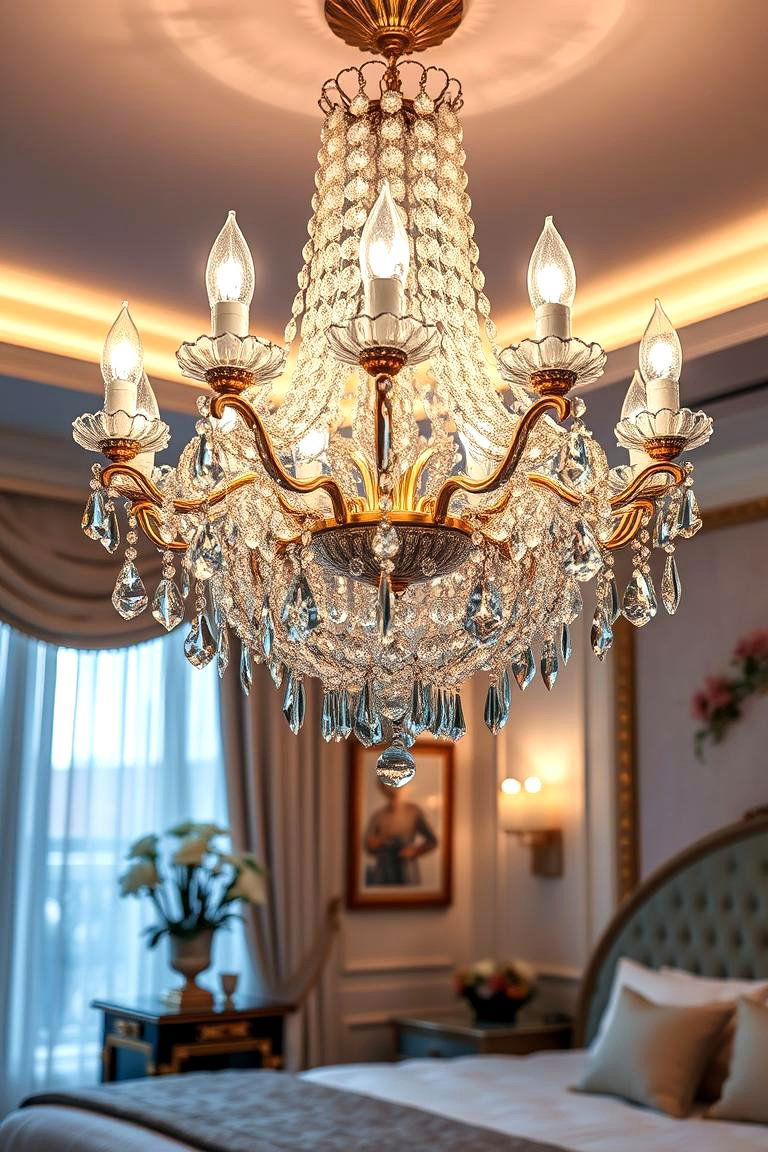Elegant Crystal Brilliance - 24 Bedroom Chandelier Ideas