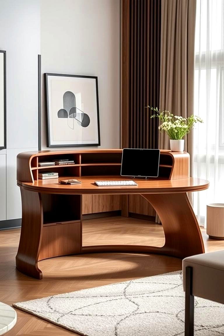 Elegant Curved Design - 24 Desk in Living Room Ideas