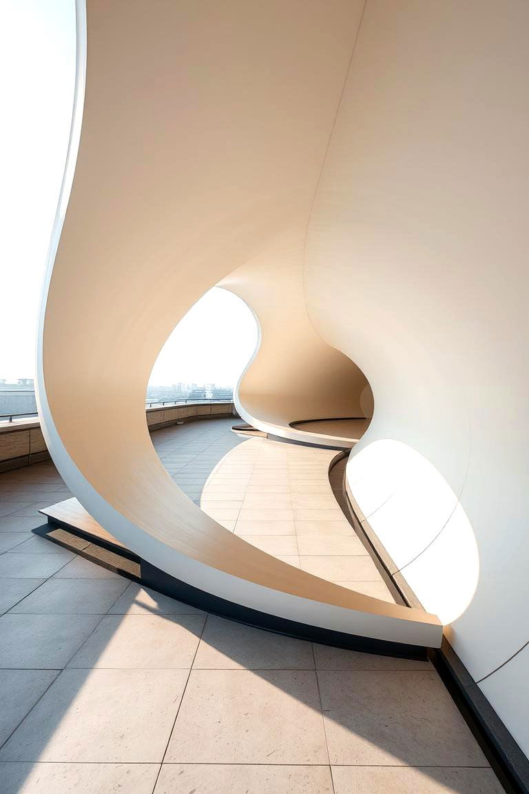 Elegant Curved Roof Walkway - 24 Covered Walkway Ideas