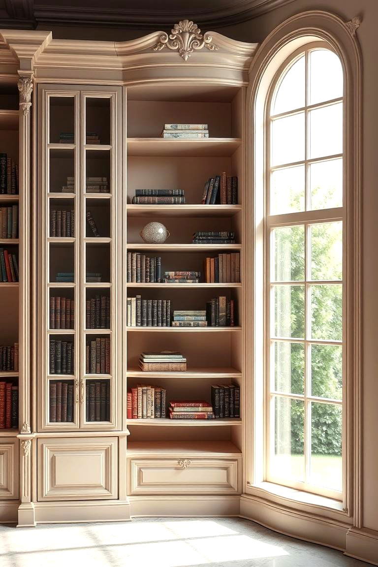 Elegant Curves - 24 Bookcases Around Window Design Ideas