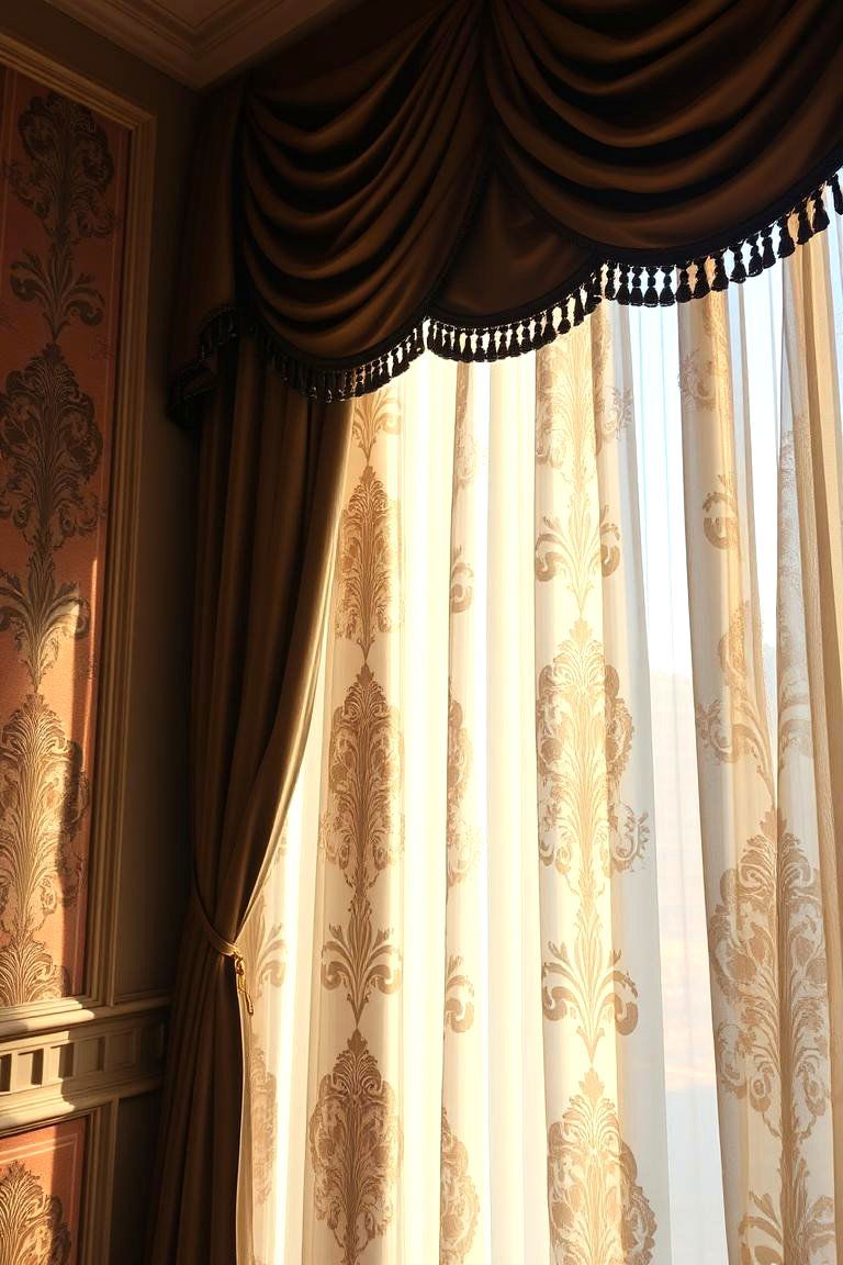 Elegant Damask Detailing - 24 bathroom curtain ideas